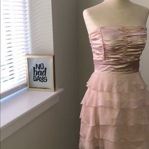 Arden B Strapless Pale Pink Dress Ruching Ruffles